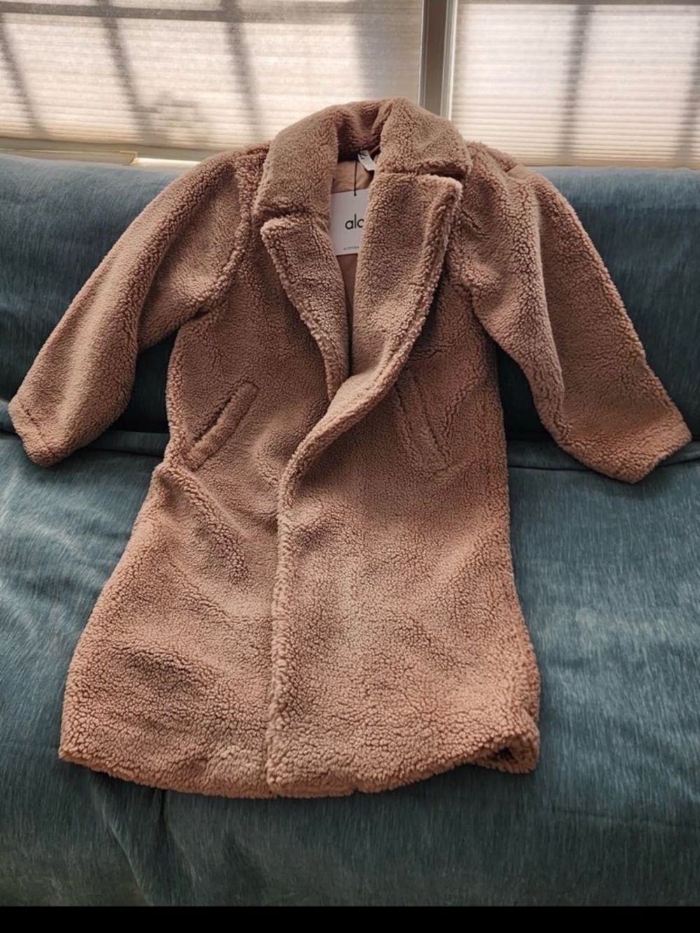 ALO Yoga Kids Teddy Faux-Sherpa Coat in Taupe Brown